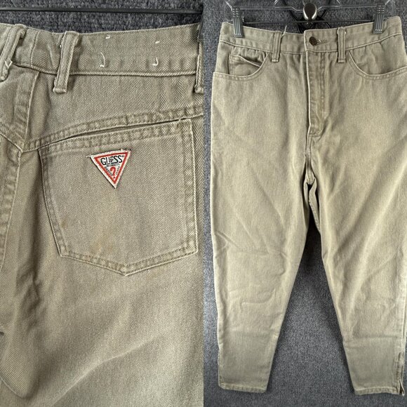 VTG Guess Jeans Women Georges Marciano Beige Tapered USA Made Adult ACTL 29X28 - Picture 1 of 16